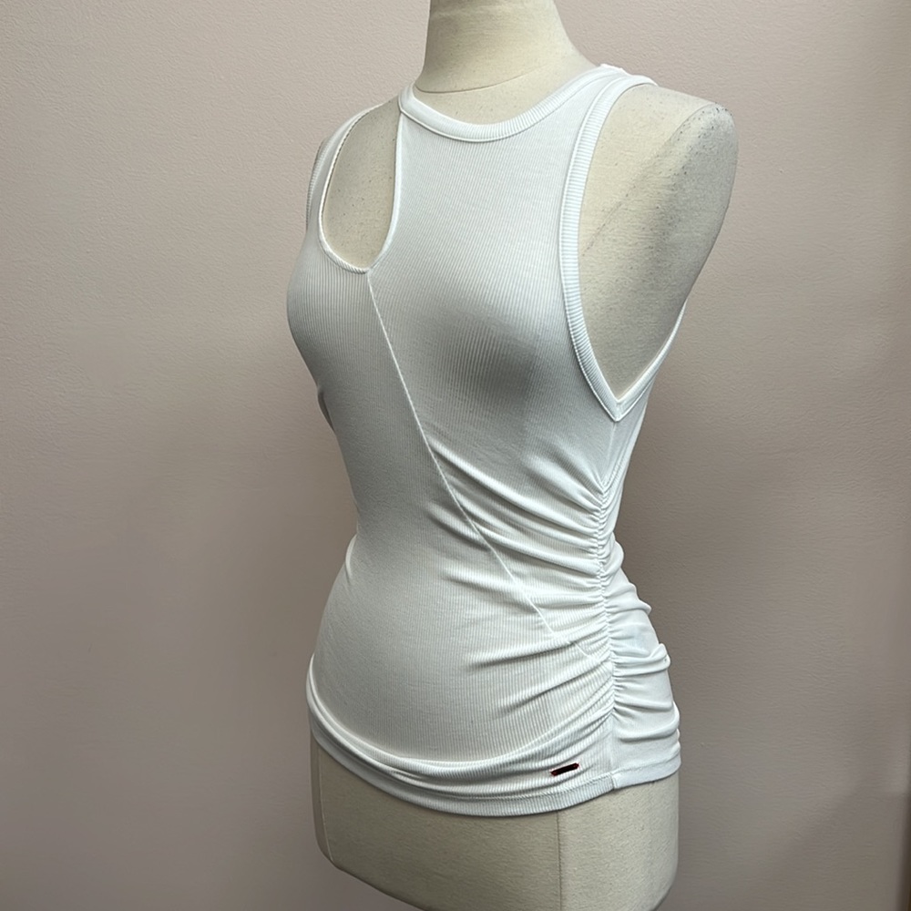 Philosophy Asymmetrical Cut Out Tank Top in White - Picture 4 of 7